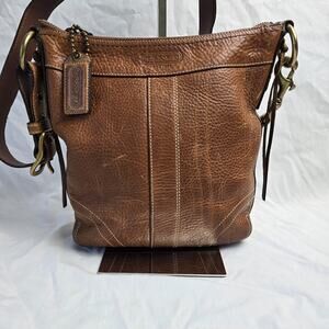 Coach Bleecker Pebbled Leather Crossbody Bag Chestnut Brown 10398